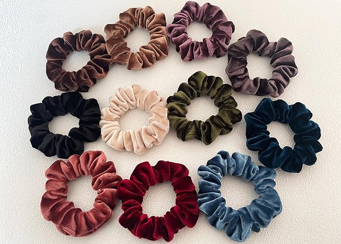 Velet Scrunchies for Women, 6 Pcs Soft Hair Ties, No-tangling Elastic Scrunchy, Ponytail Holder Hair Accessories, Stretchy Scrunchy Set for Thin & Thick Hair, Classic Hair Bands Set