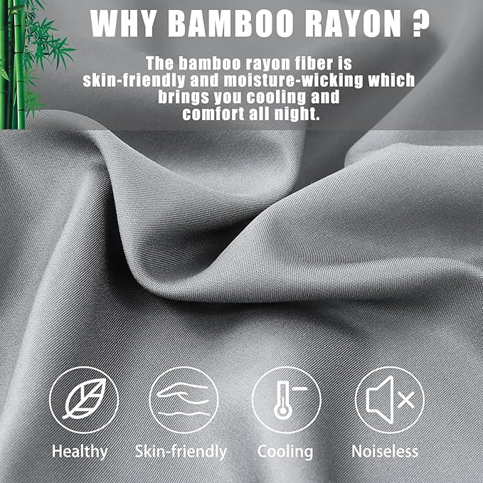Body Cooling Pillow Cases Cover, Bamboo Rayon Pillowcases with Zipper Closure, Cool & Breathable Pillow Case for Hot Sleepers and Night Sweats, 20x54 inches, Sliver Grey