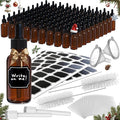 Nevlers Glass Dropper Bottle 1 Oz 100 Pack | 1oz Amber Glass Dropper Bottles with Funnels, Brushes, Labels, Markers & Shrink Wrap | Tincture Bottles with Droppers for Oils, Serums, Medicine & More