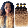 28 30 32 Inch Ombre Human Hair Bundles 1B427 Kinky Curly Bundles Niegmeag Virgin Remy Hair Extensions Double Weft 3 Tone Brown and Honey Blonde Kinky Curly Bundle
