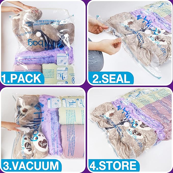 XXL Jumbo 47''X35'' Vacuum Storage Space Saver Bags Extra Large for Blanket, Bedding, Comforters and Huge Stuffed Toy (6 Pack)