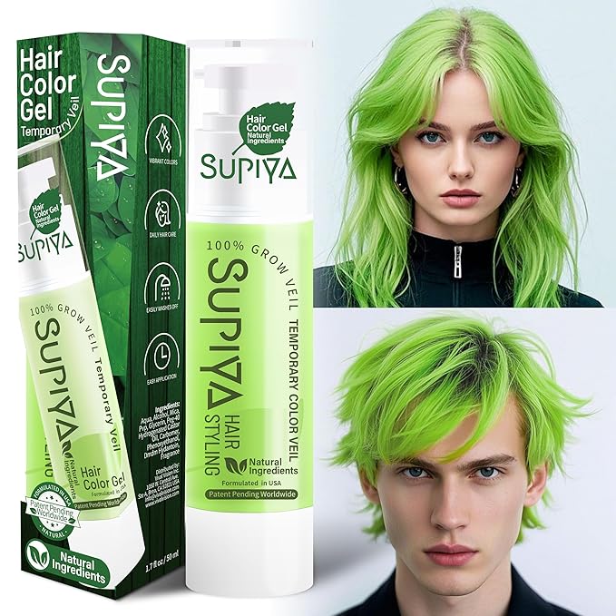 Temporary Hair Color Gel, Green Hair Dye Color Gel Washable Natural Instant Hair Color Wax for DIY Hairstyle for Kids Men Women(Color #23)