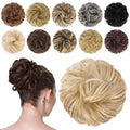 FESHFEN Messy Bun Hair Piece - Elastic Wavy Curly Hair Bun Scrunchies Extensions Synthetic Chignon Hairpieces for Women, Champagne Blonde & White Blonde 1.5 oz