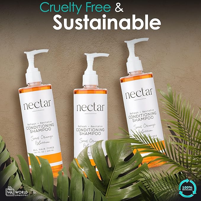World Amenities - Nectar Pump Bottle Conditioning Shampoo - Hair Repair Shampoo and Conditioner with Fresh Fragrance
