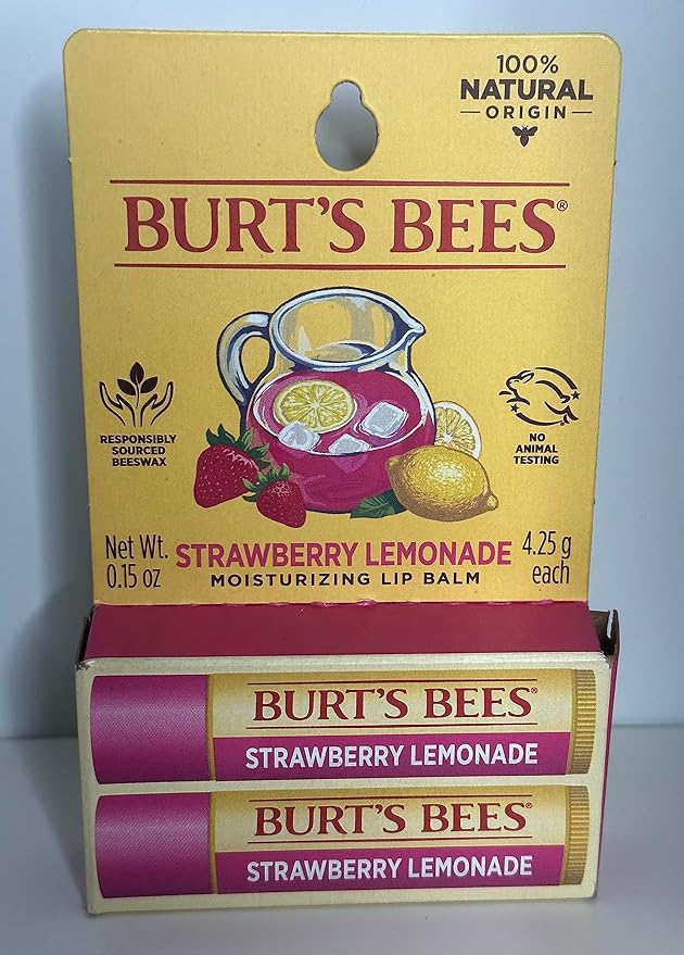 BURTS BEES STRAWBERRY LEMONADE LIP BALM 2 (0.15) TUBES