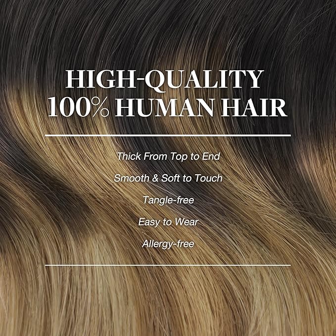 GOO GOO Clip in Hair Extensions Real Human Hair, Remy Human Hair Extensions Clip ins for Women, Natural Human Hair, 20inch 150g 9Pcs, 2/6/18 Balayage Brown to Dirty Blonde