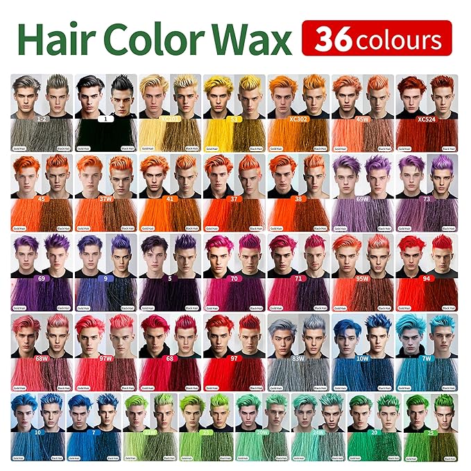 Temporary Hair Color Wax for Men - SUPIYA Washable Hair Wax Color for Kids, All-Day Hold Disposable Green Hair Dye Color for Christmas, Cosplay & Daily (Mint Color #23)