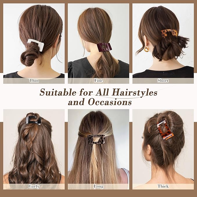 Flat Hair Clips for Women, 6 Pcs Non-Slip and Gentle Flat Claw Clips for Women with Head-Conforming Design and High-Strength Claw Grip, Versatile Colors for Chic and Elegant Look