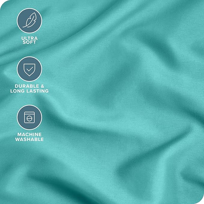Bare Home Microfiber Pillow Cases - Standard/Queen Size Set of 2 - Cooling Pillowcases - Double Brushed - Turquoise Pillowcases 2 Pack - Easy Care (Standard Pillowcase Set of 2, Turquoise)