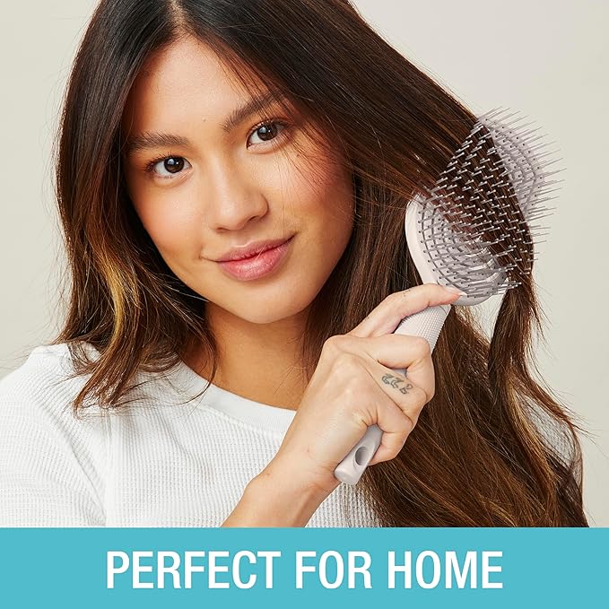 Conair Scalp Care Detangling hairbrush 2pk - Fullsize +Travel Hair Brush - Scalp Massager - hairbrushes for women & men - detangler for all lengths and types - can use wet or dry - Grey Luxe