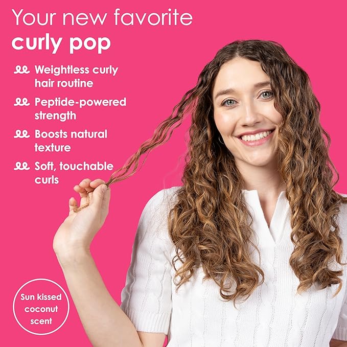 Bundle of V&Co. Beauty Curly Pop Curl Defining Shampoo, Conditioner, and Cream Hair Care with Peptides, Amino Acids & Jojoba Oil for Hydration, Frizz Control & Healthy Curls