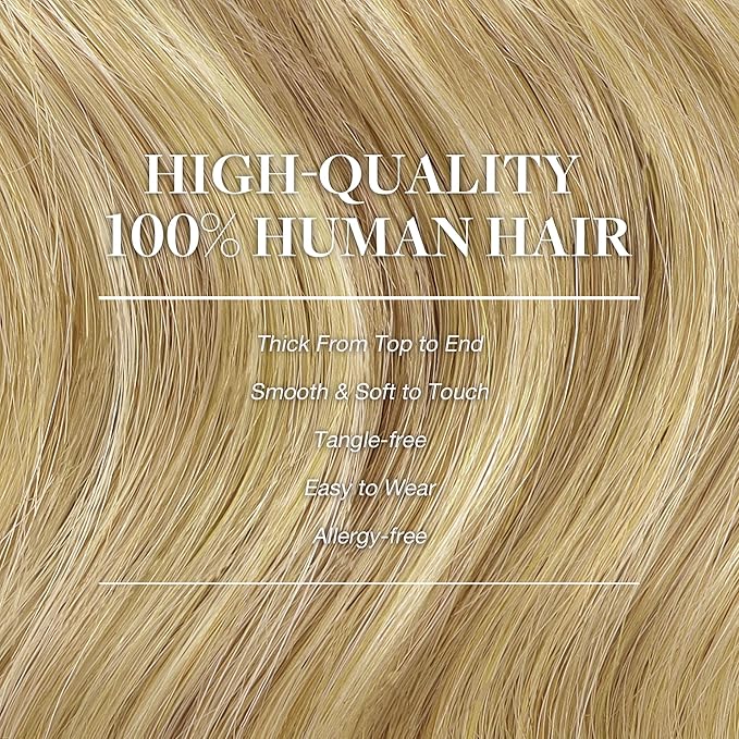 GOO GOO Clip in Hair Extensions Real Human Hair, Remy Human Hair Extensions Clip ins for Women, Natural Human Hair, 14inch 150g 9Pcs, 16/22 Light Blonde Highlighted Golden Blonde