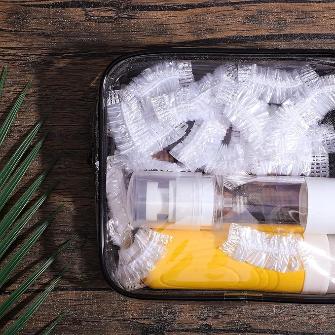 100 Pcs Disposable Clear Ear Covers, Ear Covers for Hair Dye, Waterproof Plastic Ear Protectors, Flexible Universal Earmuffs for Shower, Hair Dye, Bathing, Spa and Beauty Treatments Accessories