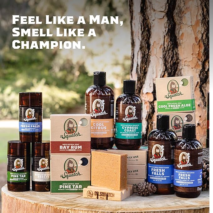 Dr. Squatch Natural Bar Soap for Men - Cold Process Soap with No Harsh Chemicals - Alpine Sage, Bay Rum, Bourbon, Eucalyptus & Goat's Milk (5 oz, 5-Pack)