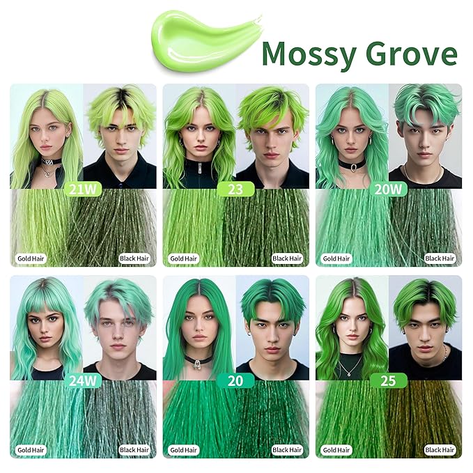 Temporary Hair Color Gel, Green Hair Dye Color Gel Washable Natural Instant Hair Color Wax for DIY Hairstyle for Kids Men Women(Color #24W)