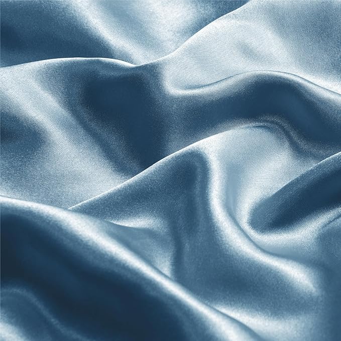 BEDELITE Satin Pillowcase with Zipper, Airy Blue King Size Pillow Cases Set of 2, Super Soft and Cooling Similar to Silk Pillow Cases, Gift for Women Men(20x36 Inches)