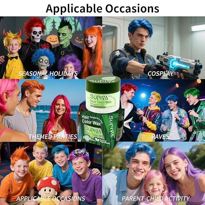 Temporary Hair Color Wax for Men - SUPIYA Washable Hair Wax Color, All-Day Hold Disposable Hair Wax for Party, Cosplay & Daily (Caramel Color #38)