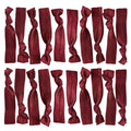 Kenz Laurenz Hair Ties 20 Elastics Ponytail Holder Set No Crease Ribbon Bands (Maroon)