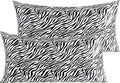 NTBAY 2 Pack Satin King Pillowcases for Hair and Skin, Luxurious and Silky Zebra Printed Pillow Cases with Envelope Closure, 20x36 Inches, Black and White