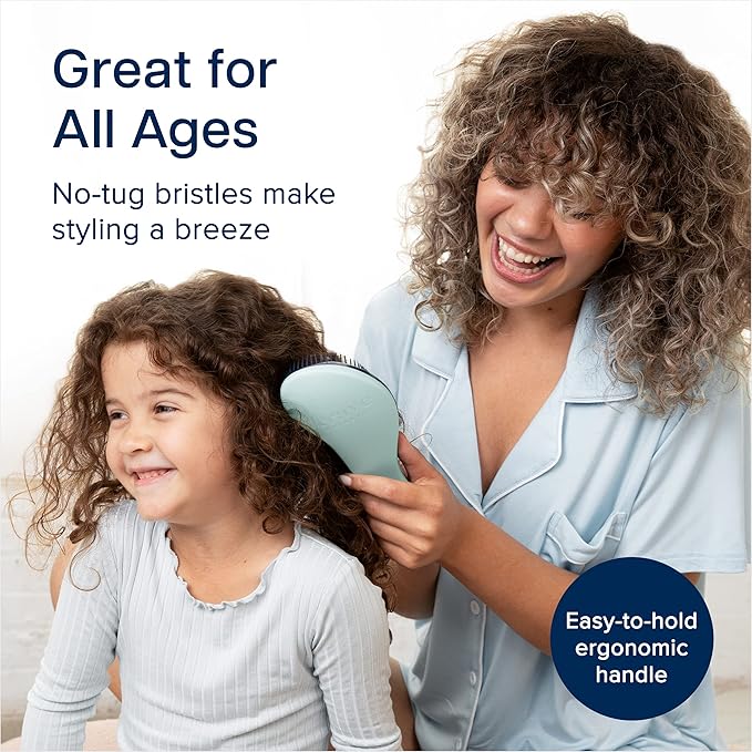 Crave Naturals Glide Thru Detangling Hair Brushes for Women - Detangler Brush for Curly or Straight, Wet or Dry Hair - Gentle on Tangles Comb - 7.5x3-Inch, Turquoise and Terrazzo (Pack of 2)