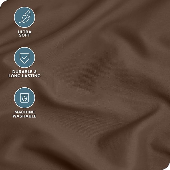 Bare Home Microfiber 4 Pack Standard/Queen Pillowcases, Cocoa, 20x30