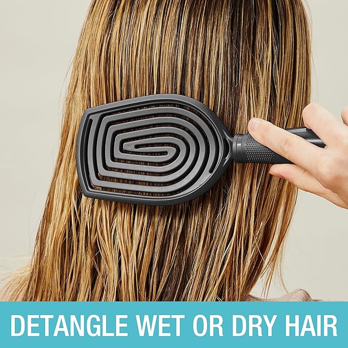 Conair Scalp Care Detangling hairbrush - Curly Hair Brush - Scalp Massager - hairbrushes for women & men - detangler for all lengths and types - can use wet or dry - Black Onyx
