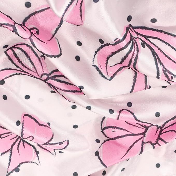 Bow Pink Satin Pillowcase for Hair & Skin Care, Queen Size Set of 2 - Luxurious Satin Pillow Cover with Envelope Closure(20x30 Inches)