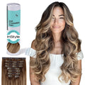 Irresistible Me Real Human Hair Extensions Clip Ins – 100% Human Hair Clip In Extensions for Length & Volume – Invisible Extension – Heat Resistant & Dyeable–Rooted Beige Highlights, 20 Inches
