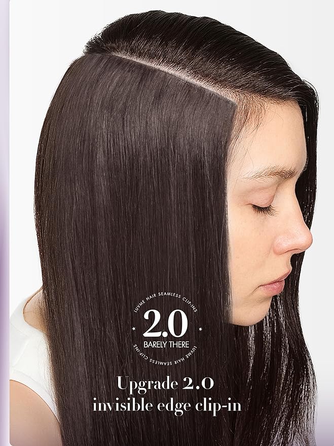 LUVME Invisible Clip in Hair Extensions Real Human Hair, 24 inch 110g 6Pcs, Natural Remy Human Hair Extensions Clip ins for Women, Natural Human Hair Silky Straight Highlight No.2