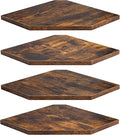 Corner Shelf Wall Mount, Floating Corner Shelves, Set of 4 Corner Wall Shelf Organizer, Rustic Wood Wall Storage Display Shelves for Living Room Bedroom Bathroom Kitchen, Rustic Brown