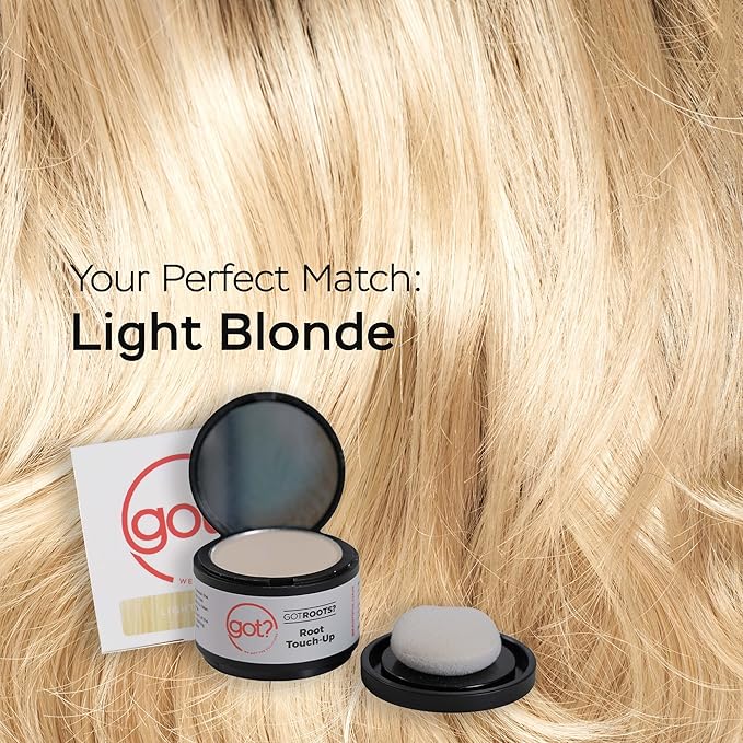 Got? Roots - Light Blonde Temporary Hair Thinning & Gray Cover Powder for Touch-Up, Brow Filler & Hairline - Pigment Infused Binding Powder - 0.14 OZ Tub