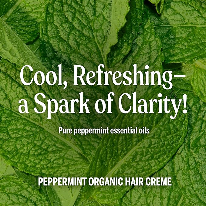 Dr. Bronner's - Organic Hair Crème (Peppermint, 6 Ounce, 2-Pack) - Leave-In Conditioner and Styling Cream, Made with Organic Oils, Hair Cream Supports Shine and Strength, Nourishes Scalp, Non-GMO