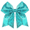 Large Glitter Cheer Bows Clips, Jumbo Big 7 Inch Cheerleading Sequin Hair Bow Hair Accessories for Teens Girls Football Sports Cheerleader Outfit Uniform (Peacock Green)