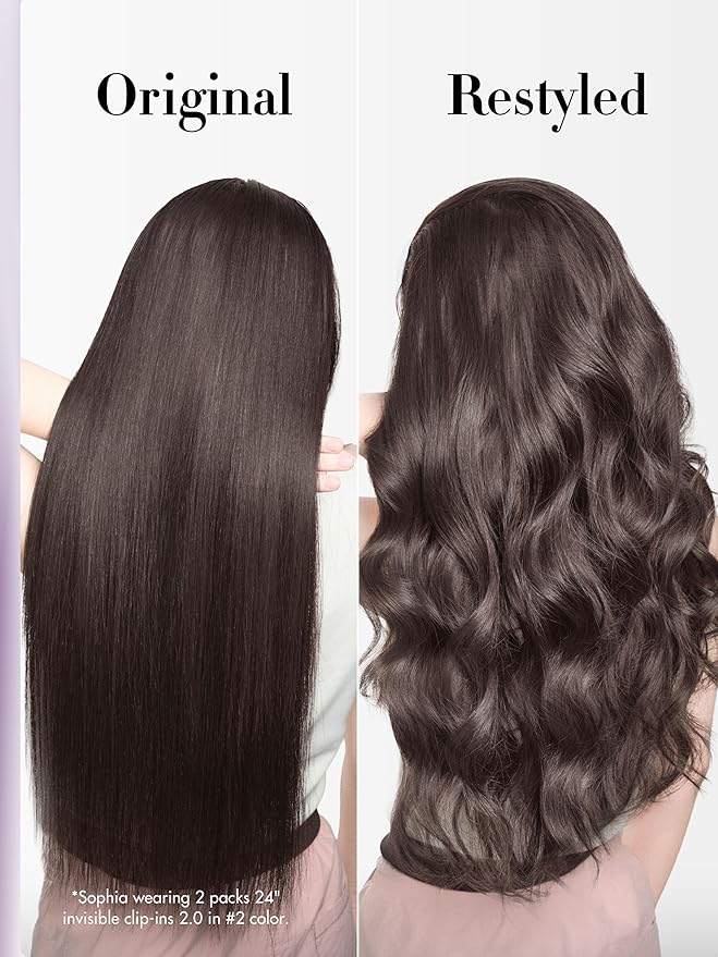 LUVME Invisible Clip in Hair Extensions Real Human Hair, 26 inch 110g 6Pcs, Natural Remy Human Hair Extensions Clip ins for Women, Natural Human Hair Silky Straight Highlight No.2