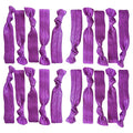 Kenz Laurenz Hair Ties Elastics Ponytail Holder Set No Crease Ribbon Bands, Purple (Pack of 20)
