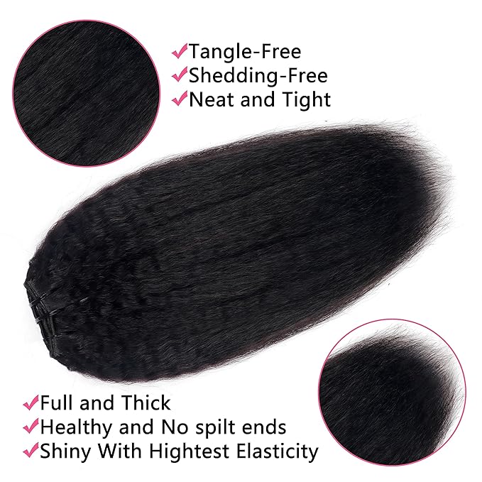 Clip in Hair Extensions Real Human Hair Clip Ins 100% Unprocessed Brazilian Virgin Hair Clip on Hair Extensions Kinky Straight Hair Clip ins 8pcs with 18 Clips 120g(14inch)