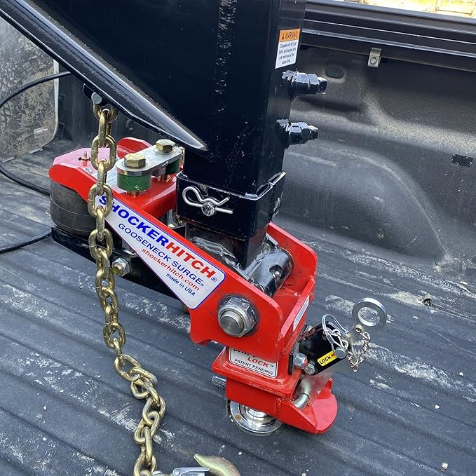 Shocker 30K Gooseneck Surge Air Hitch & Shift Lock Coupler for 2-5/16" Ball, 4.5" Square Straight Pin