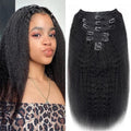 Clip in Hair Extensions Real Human Hair Clip Ins 100% Unprocessed Brazilian Virgin Hair Clip on Hair Extensions Kinky Straight Hair Clip ins 8pcs with 18 Clips 120g(14inch)