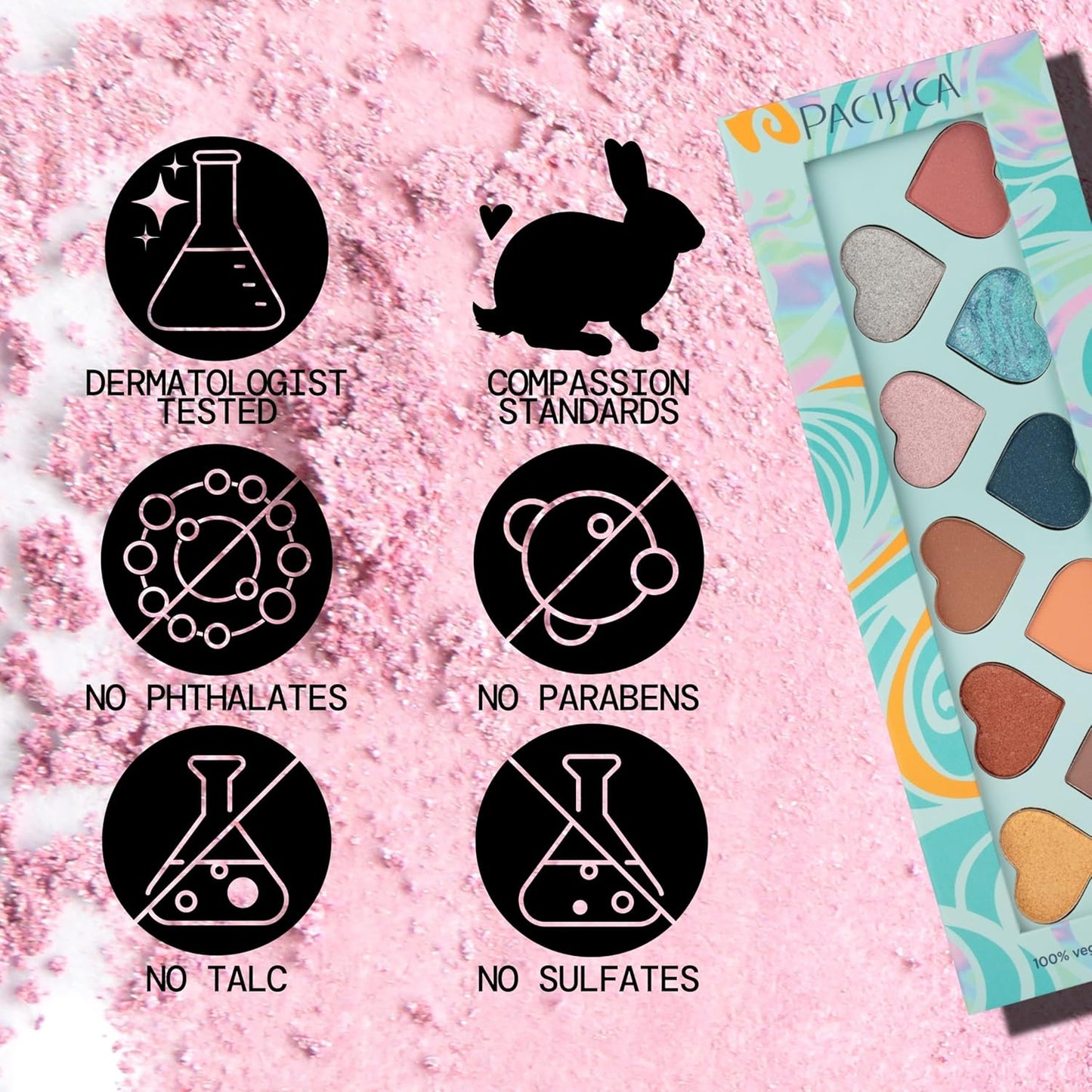 Pacifica Eyeshadow Palette – Malibu Mineral Eyeshadow, Blendable Neutral Shades with Velvet Matte, Shimmer & Metallic, Cocoa Butter Infused, Talc-Free, Vegan & Cruelty-Free, 0.24 oz (10 Shades)