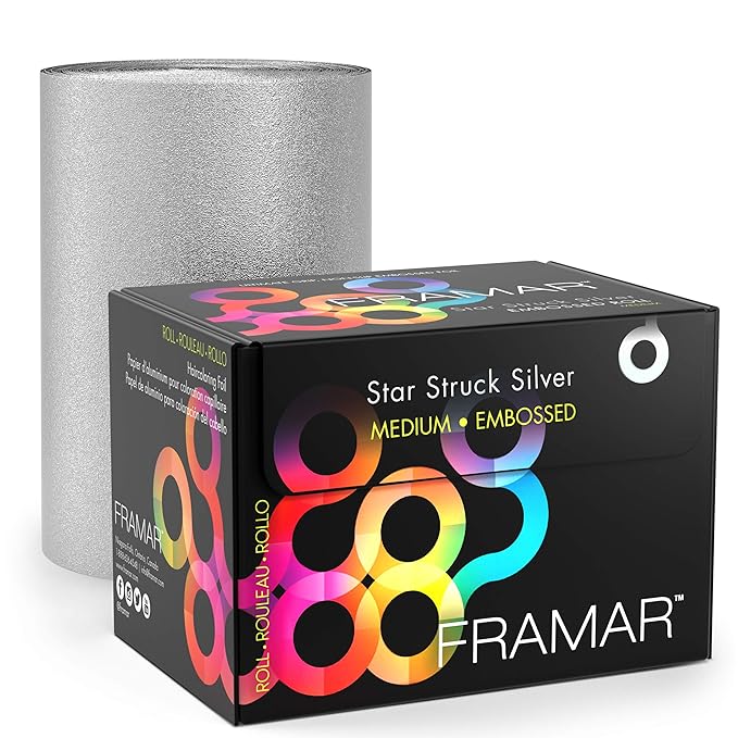 FRAMAR Silver Hair Foil – Hair Foils For Highlighting Long Hair, Highlight Foils For Hair Highlighting, Salon Foils For Hair Highlighting Kit, Salon Foils For Hair Stylist – 320 ft