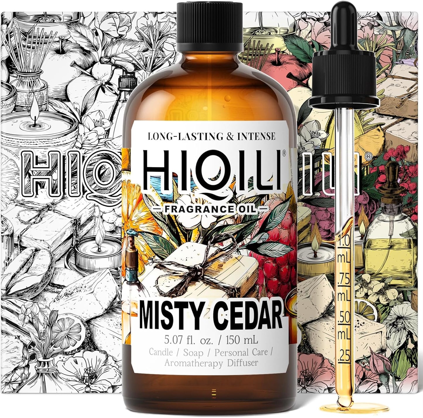 HIQILI Misty Cedar Fragrance Oil for Candle & Soap Making, DIY Fresh Hand Wash, Luxury Hotel Scents for Air Diffuser - 5.07 Fl Oz