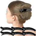 RC ROCHE ORNAMENT 6 Pcs Womens Classic Alligator Duckbill Clips Side Slide Firm Grip Barrettes Girls Beauty Accessory Plastic Pin Hairclip Clamps Beautiful Hair Décor, Medium Black