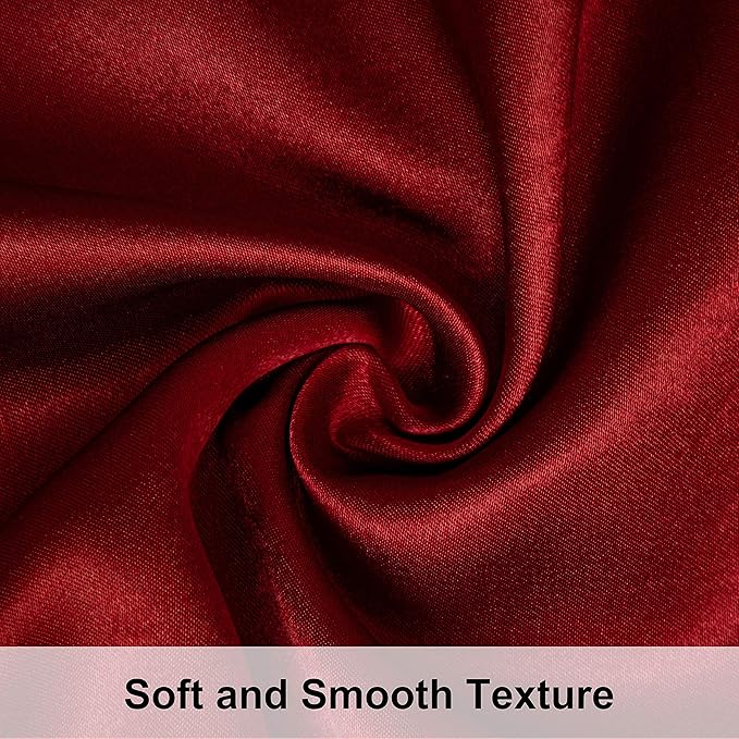 NTBAY 12 Pack Satin Standard Pillowcases for Hair and Skin, Luxurious and Silky Pillow Cases with Envelope Closure, 20 x 26 Inches, Wine Red