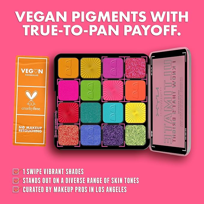 NYX PROFESSIONAL MAKEUP, Ultimate Shadow Palette, Eyeshadow Palette - I Know That's Bright