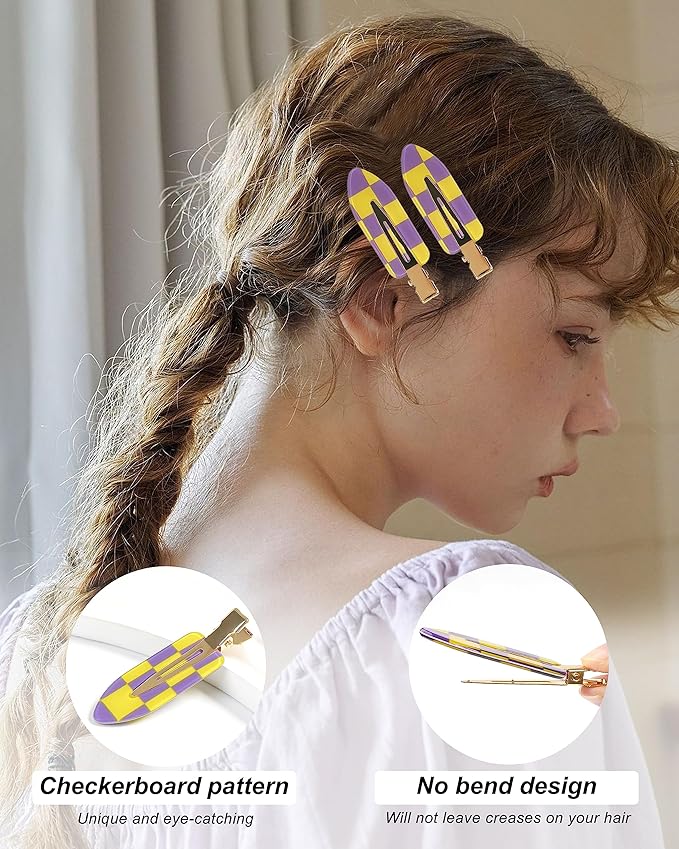 No Crease Hair Clips, 18 Pcs Checkerboard No Bend Clips, Acrylic Resin Styling Makeup Creaseless Flat Clips for Women Girls