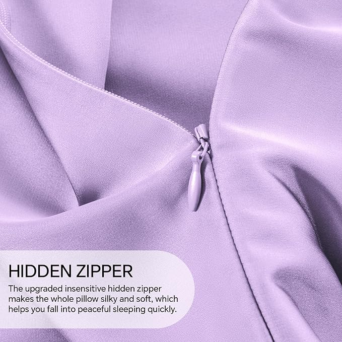 INFIIXSO Mulberry Silk Pillowcase for Hair and Skin, Silk Pillow Cases Standard Size with Hidden Zipper 20"x26", Extraordinary Smooth and Soft Cooling Pillow Cases for Hot Sleepers(Lavender, 1 Pack)