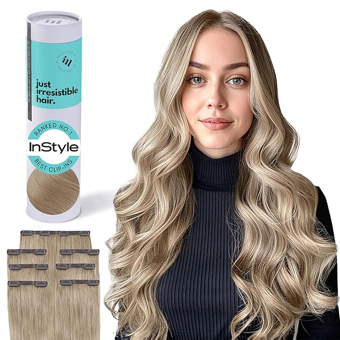 Irresistible Me Real Human Hair Extensions Clip Ins – 100% Human Hair Clip In Extensions for Length & Volume – Invisible Extension – Heat Resistant & Dyeable – Ash Blonde, 24 Inches