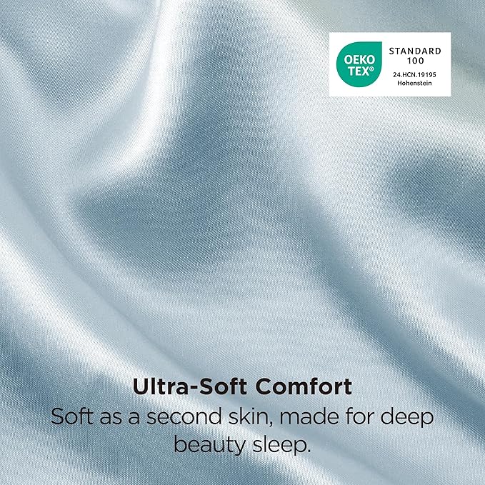 Bedsure King Size Satin Pillowcase Set of 2 - Light Turquoise Silky Pillow Cases for Hair and Skin with Envelope Closure, Similar to Silk Pillow Cases, Gifts for Women Men, 20x36 Inches, 2pcs