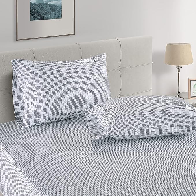Lane Linen 100% Organic Cotton King Size Pillow Cases Set of 2 (20''x36''), Organic Cotton Pillowcases, King Size Pillow Case Set, Set of 2 Blue Polka Dot