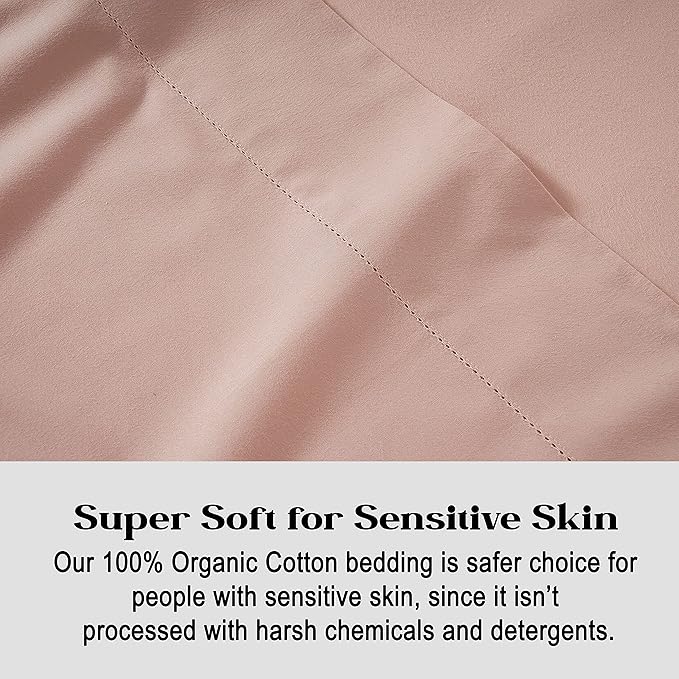LANE LINEN 100% Organic Cotton Pillowcases - Standard Size and Crisp Cool Percale Weave Sleeping Pillow Covers Set of 2 - Dusty Rose